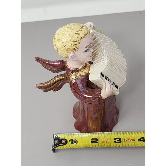 Vintage Holland Mold Ceramic Angel Figurine Playing Accordion‎ Iridescent Glaze - Picture 12 of 13